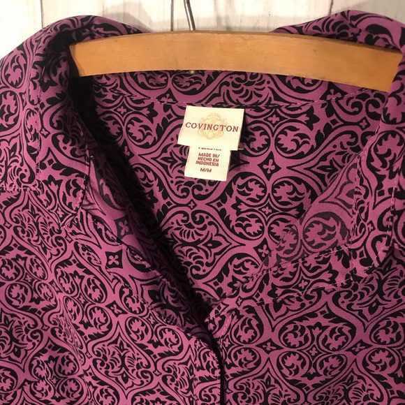 Covington Black And Pink Sheer Button Up Size M - Picture 3 of 6